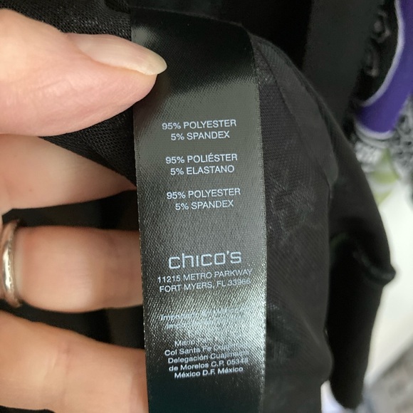 Chico's Black Label, Size 1 , Printed Mesh Cardigan, Woven Top Multi Color - Picture 12 of 13